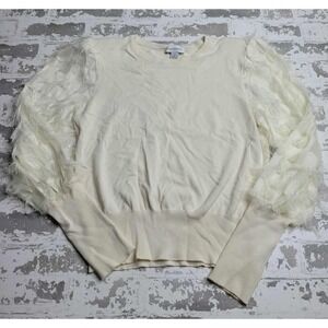 Calligraphie Ivory Viscose Blouse With‎ Sleeve Detail Women's Medium